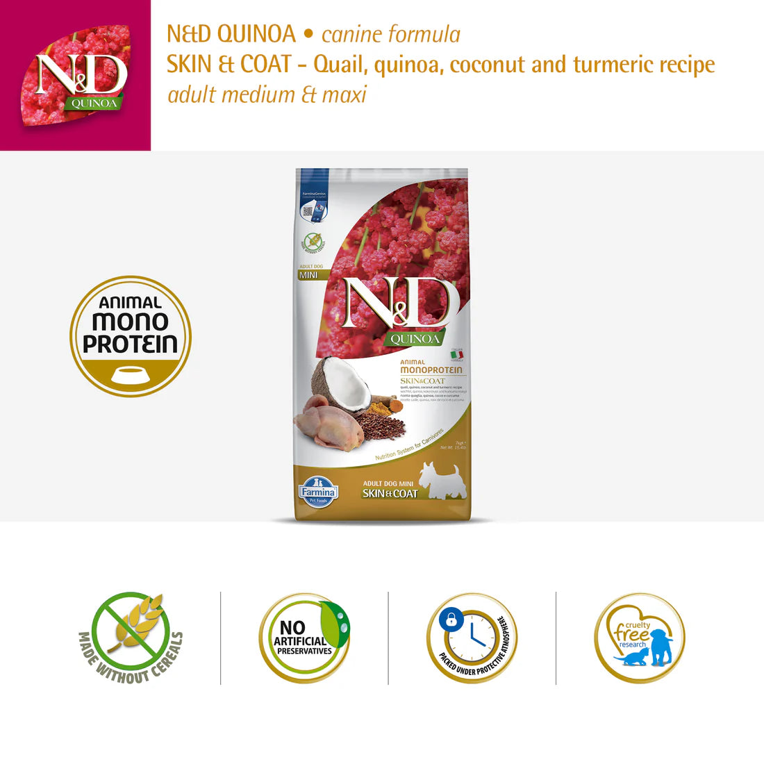 N&D Quinoa Quail Medium & Maxi Breed Adult Dry Dog Food