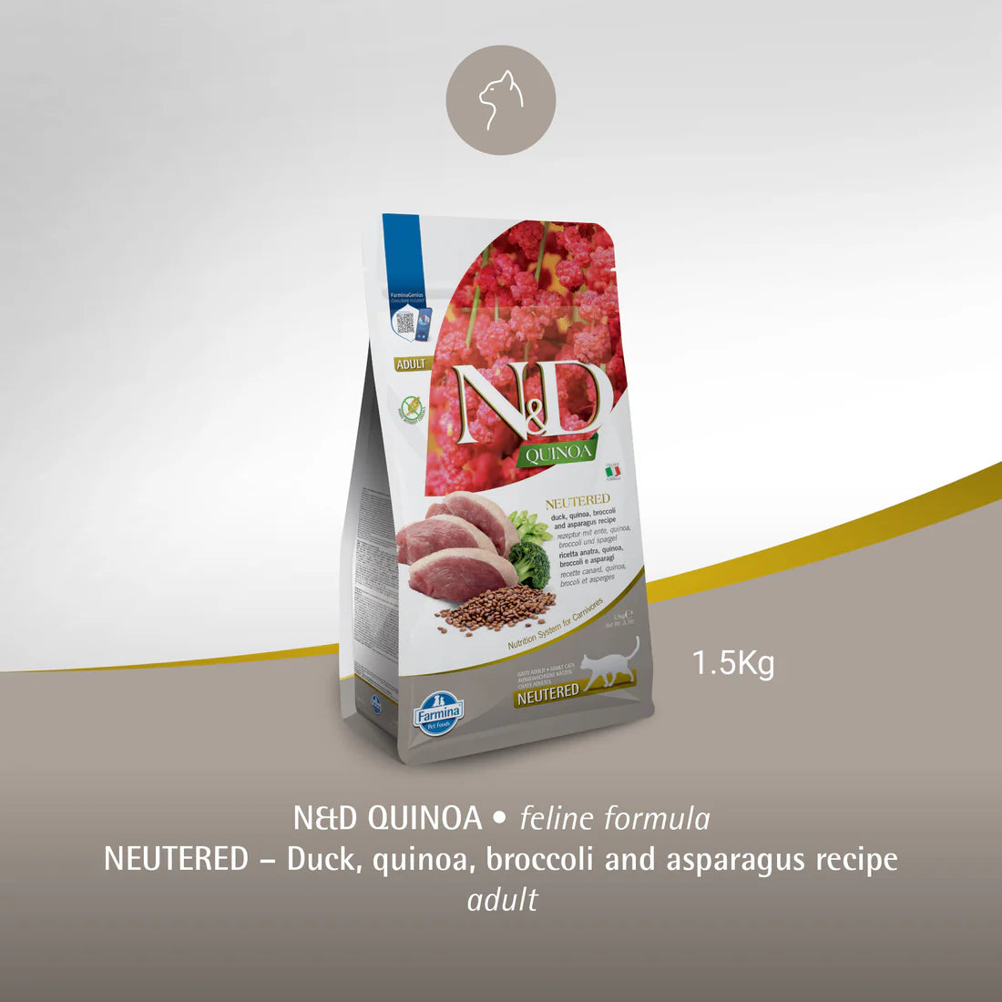 N&D Quinoa Neutered Duck, Broccoli & Asparagus For Adult Cat Dry Food