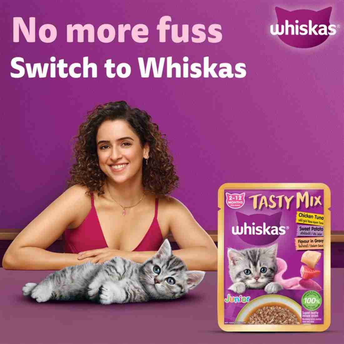 Whiskas Tasty Mix Chicken Tuna Sweet Potato Kitten Cat Wet Food