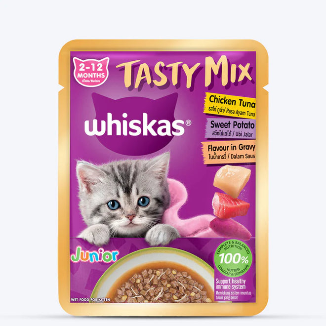 Whiskas Tasty Mix Chicken Tuna Sweet Potato Kitten Cat Wet Food