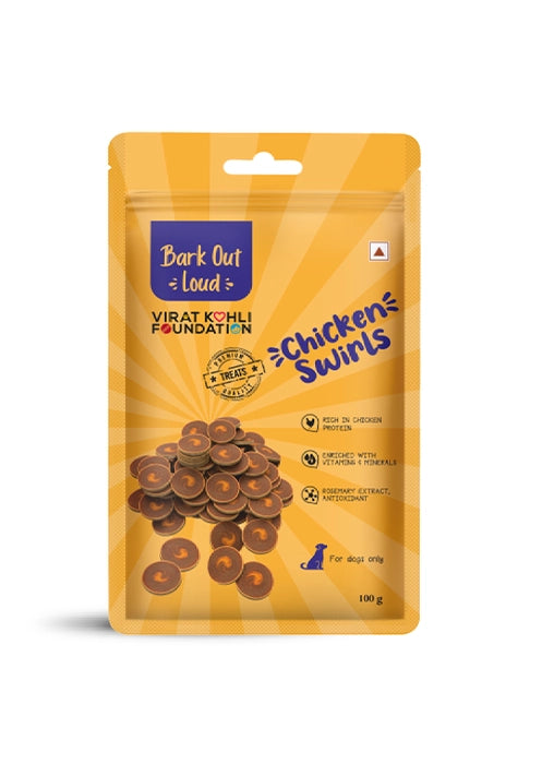 Bark Out Loud - Chicken Swirls Treats  for Dogs 100Gm