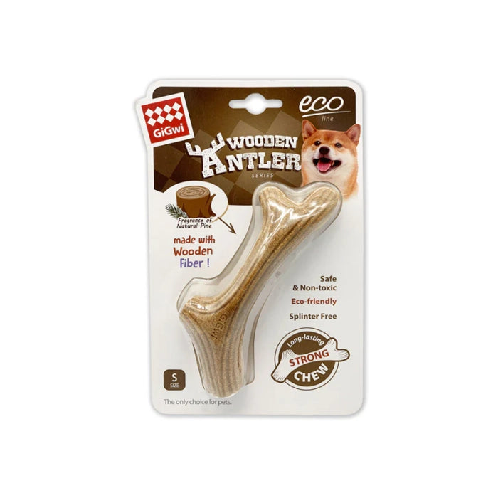 Gigwi - Dog Chew Wooden Antler with Natural Wood and Synthetic Material