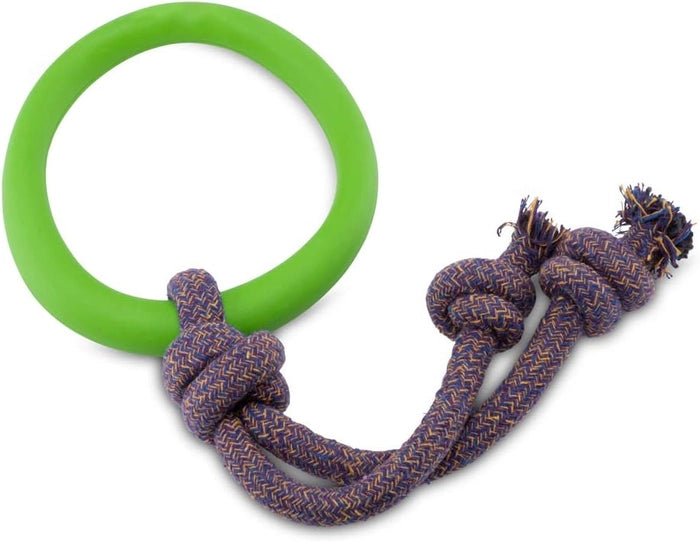 Beco- Rubber Hoop on Rope Dog Toy