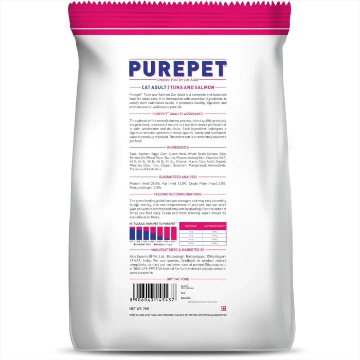 Purepet- Tuna and Salmon Dry Adult Cat Food 7Kg