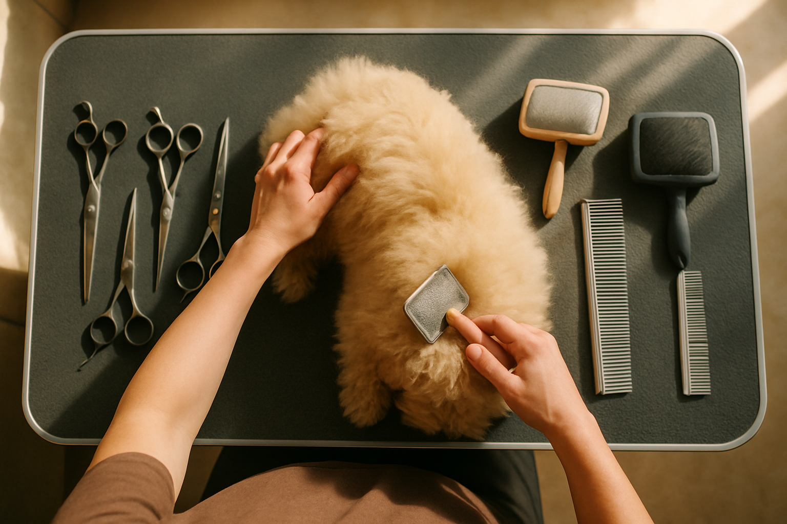 Behind-the-scenes look at packaging or grooming with care