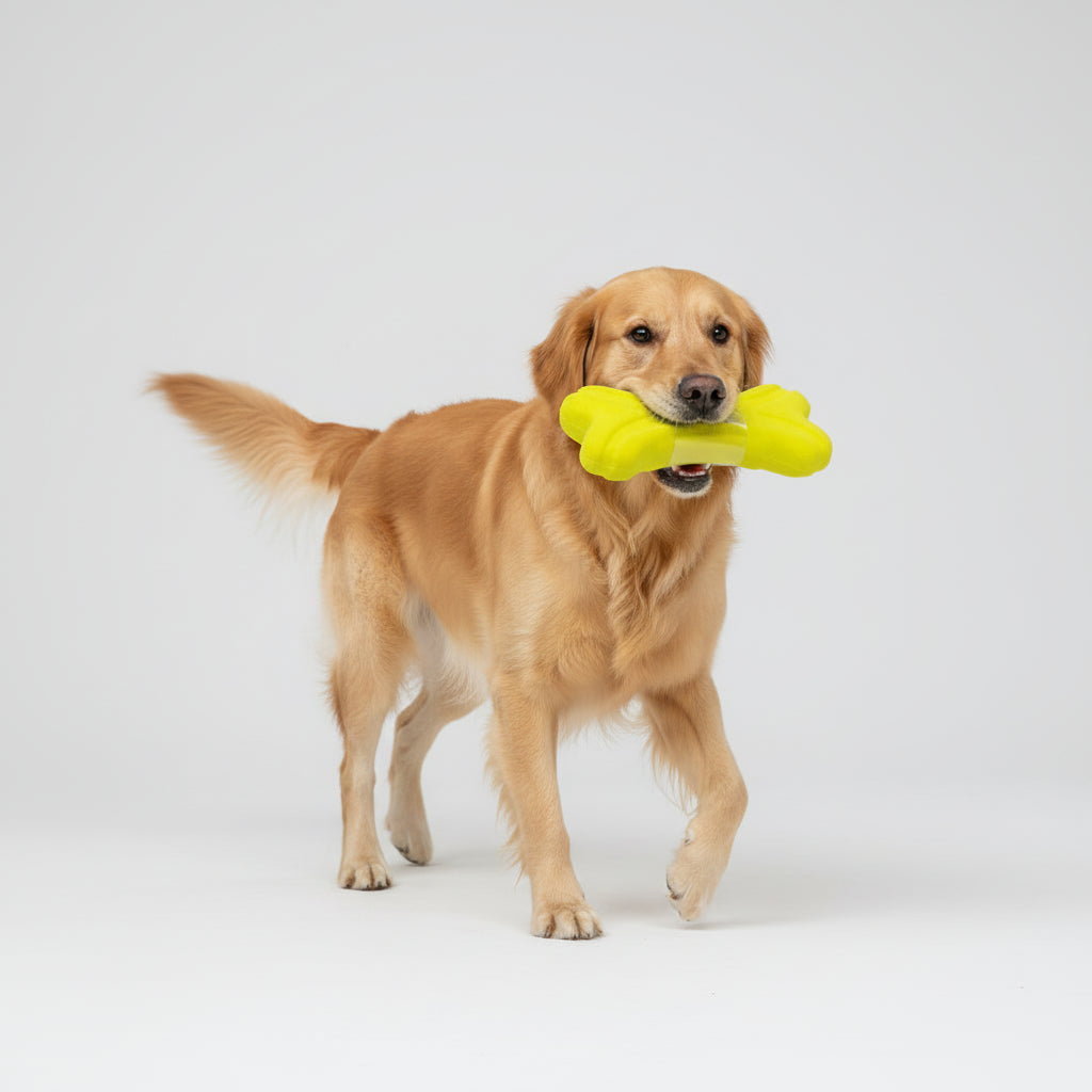 Fofos Woof Up Bone Durable Yellow Medium & Large Dog Chew Toy