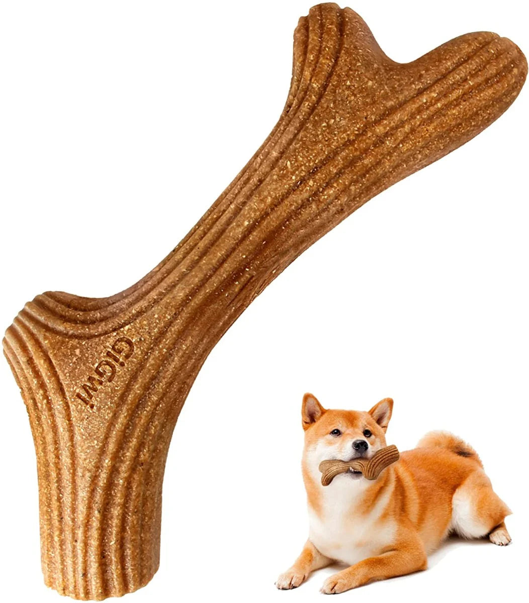 Gigwi - Dog Chew Wooden Antler with Natural Wood and Synthetic Material