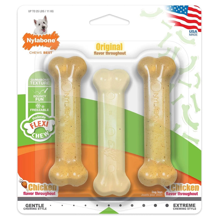 M Pets-Nylabone Flexi Chew Bone Dog Chew Toy Triple Pack