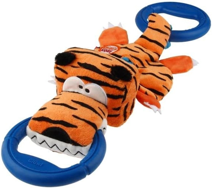 Gigwi- Iron Grip Tiger Plush Tug Toy with Tpr Handle