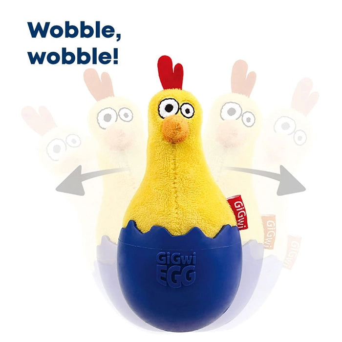 Gigwi-Egg Wobble Fun Cock Tpr & Plush Combination Dog Toy