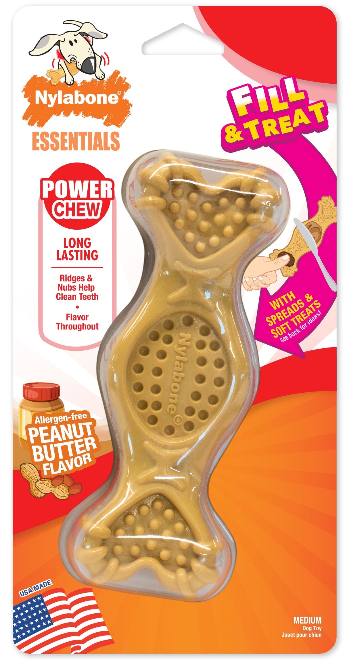 Nylabone Power Chew Fill and Treat Toy Peanut Butter