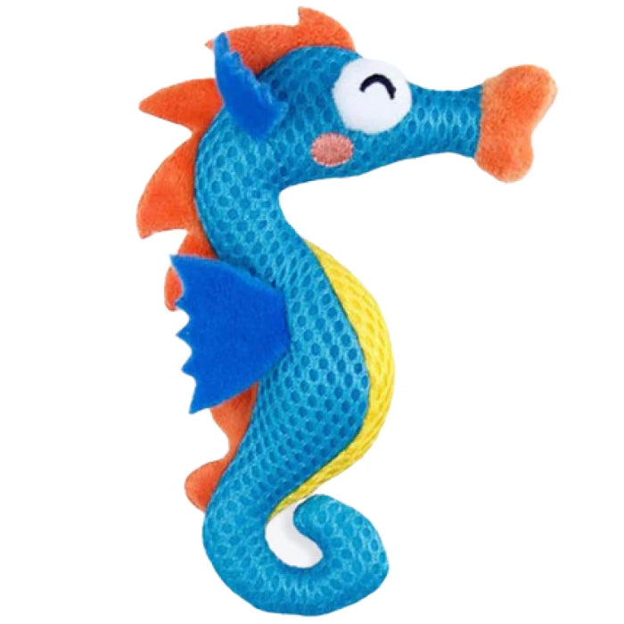 Gigwi- Dental Mesh Seahorse Toy for Cats (Blue)