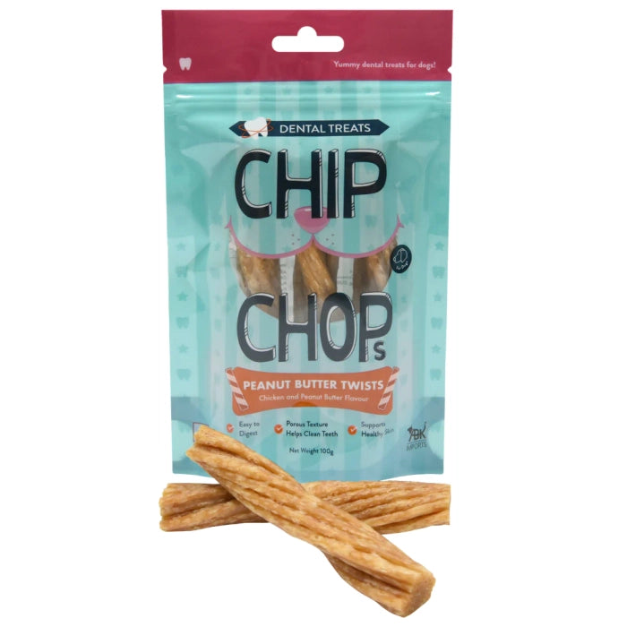 Chip Chops - Peanut Butter Twists and Chicken Flavored Dog Treats 100Gm