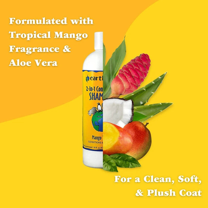 Earthbath- 2 in 1 Conditioning Mango Tango Long Coat Shampoo for Dogs and Cats