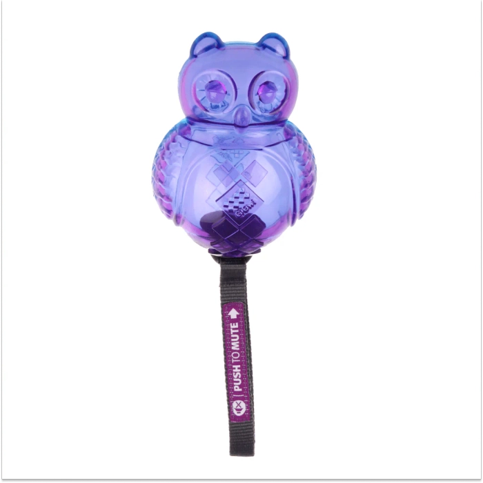 Gigwi-Push to Mute Owl Chew Toy for Dogs Purple & Blue