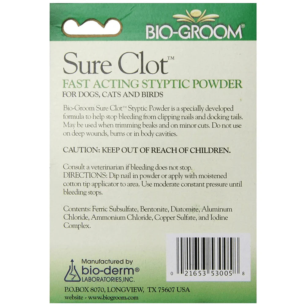 Bio-Groom Sure Clot Fast Acting Styptic Powder for Dogs