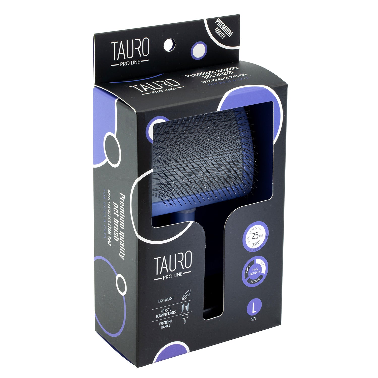 Tauro Pro Line Plastic Brush with Thin Soft Stainless Steel Pins Purple