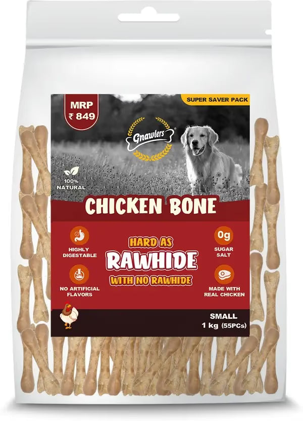 Gnawlers Chicken Bone Mini 55 Pcs for Dogs Treats, 1 kg